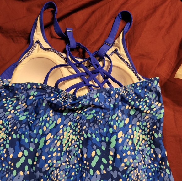 NWT Strappy Back Padded Athletic Boy Short Tankini bathing swim suit gym yoga - Picture 8 of 11